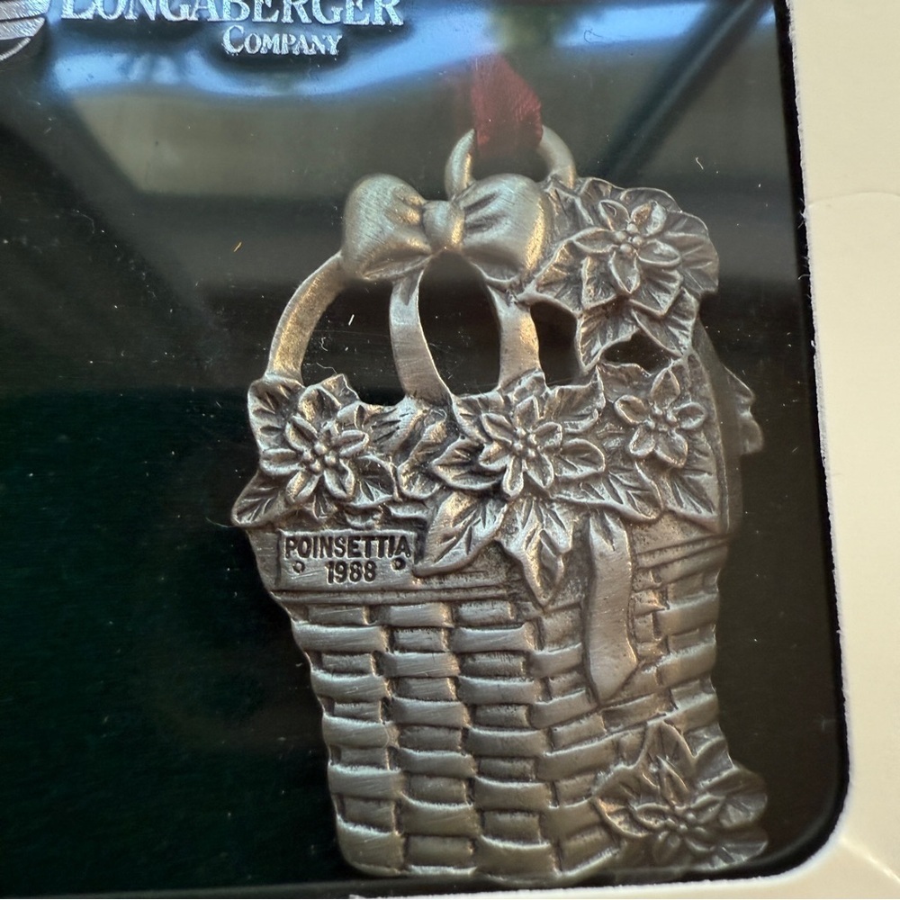 6 VTG Longaberger Ornaments Lot Pewter Baskets Angels Santas Snow Days Hometown - Picture 9 of 13